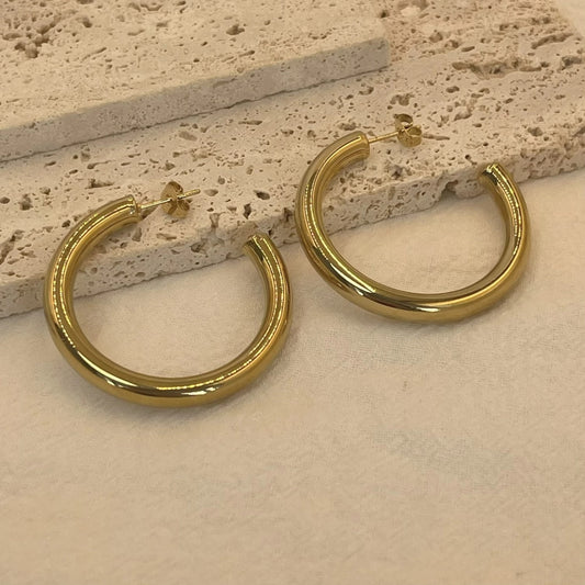 Boucle D'oreille Anneau Femme Acier Inoxydable Dorée