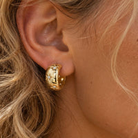 Boucle D’oreille Anneau Femme Bombée Semée D’étoiles