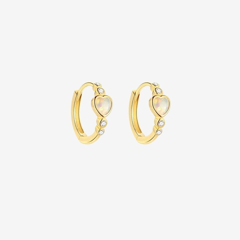 Boucle D’oreille Anneau Femme Cœur Irisé Et Petites Pierres