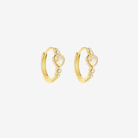 Boucle D’oreille Anneau Femme Cœur Irisé Et Petites Pierres