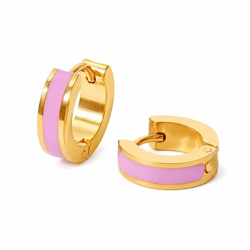 Boucle d'Oreille Anneau Femme Créole Bande Colorée