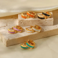 Boucle d'Oreille Anneau Femme Créole Bande Colorée