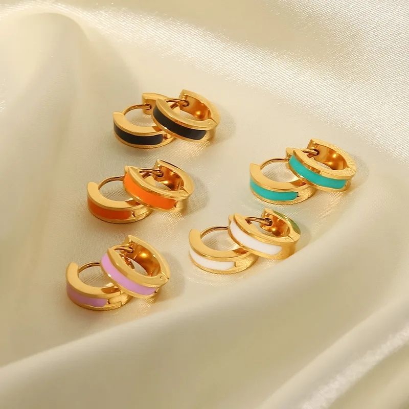 Boucle d'Oreille Anneau Femme Créole Bande Colorée