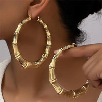 Boucle D'oreille Anneau Femme Effet Bambou Doré