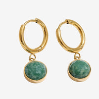 Boucle d’Oreille Anneau Femme Pampille Ronde Facettée - Acier Inoxydable