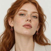 Boucle d’Oreille Anneau Femme Pampille Ronde Facettée - Acier Inoxydable