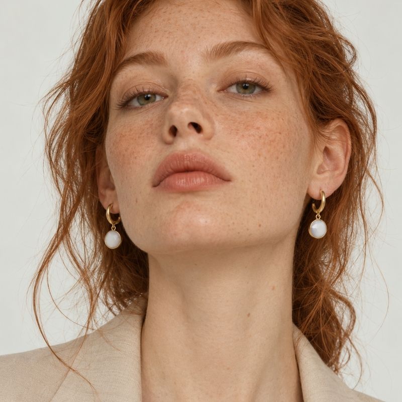 Boucle d’Oreille Anneau Femme Pampille Ronde Facettée - Acier Inoxydable