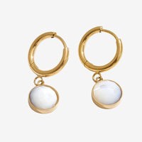 Boucle d’Oreille Anneau Femme Pampille Ronde Facettée - Acier Inoxydable