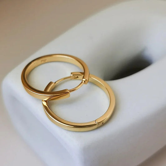 Boucle D'oreille Anneau Femme Simple Dorée