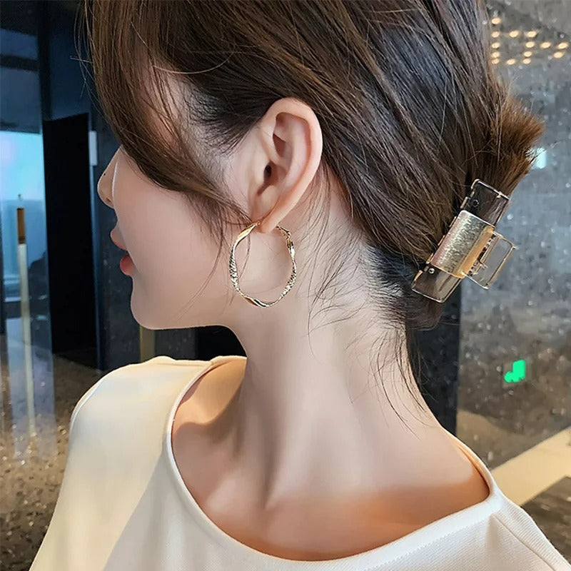 Boucle D'oreille Anneau Femme Texturé Et Torsadé