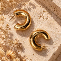 Boucle D’oreille Anneau Femme Tube Épais En C - Acier Inoxydable