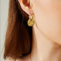 Boucle D’Oreille Anneau Médaille Lune - Acier Inoxydable