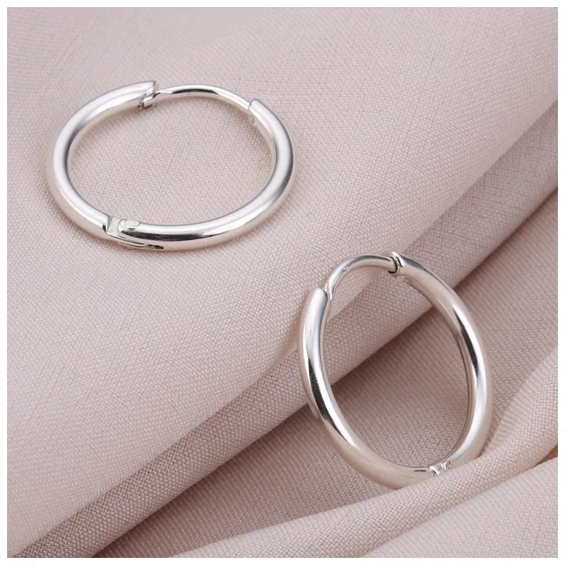 Boucle d'Oreille Anneau Ronde Argenté pour Femme