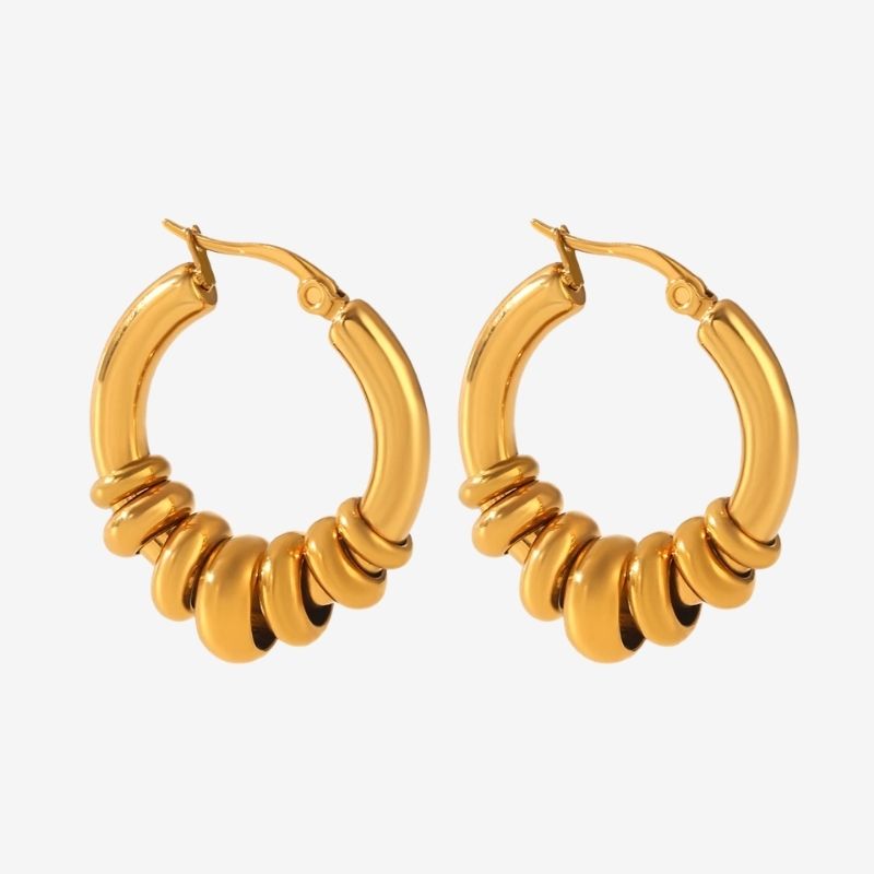 Boucle D’Oreille Anneaux Superposés Acier Inoxydable