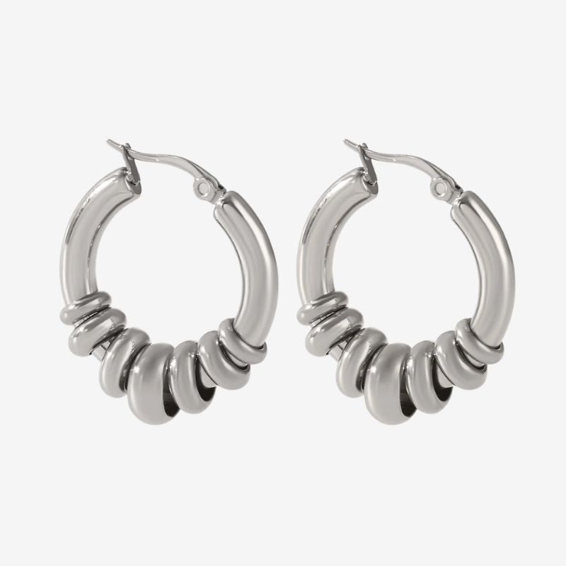 Boucle D’Oreille Anneaux Superposés Acier Inoxydable
