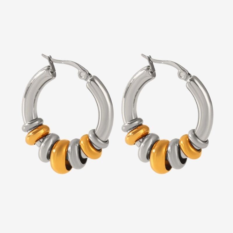 Boucle D’Oreille Anneaux Superposés Acier Inoxydable