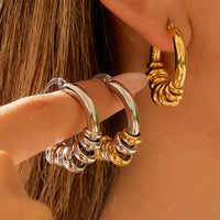 Boucle D’Oreille Anneaux Superposés Acier Inoxydable