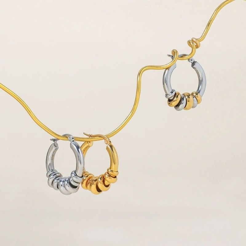 Boucle D’Oreille Anneaux Superposés Acier Inoxydable