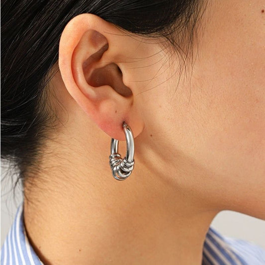Boucle D’Oreille Anneaux Superposés Acier Inoxydable