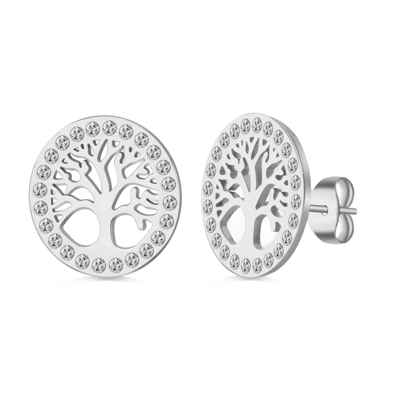 Boucle D'oreille Arbre De Vie Acier Inoxydable
