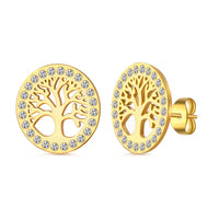 Boucle D'oreille Arbre De Vie Acier Inoxydable