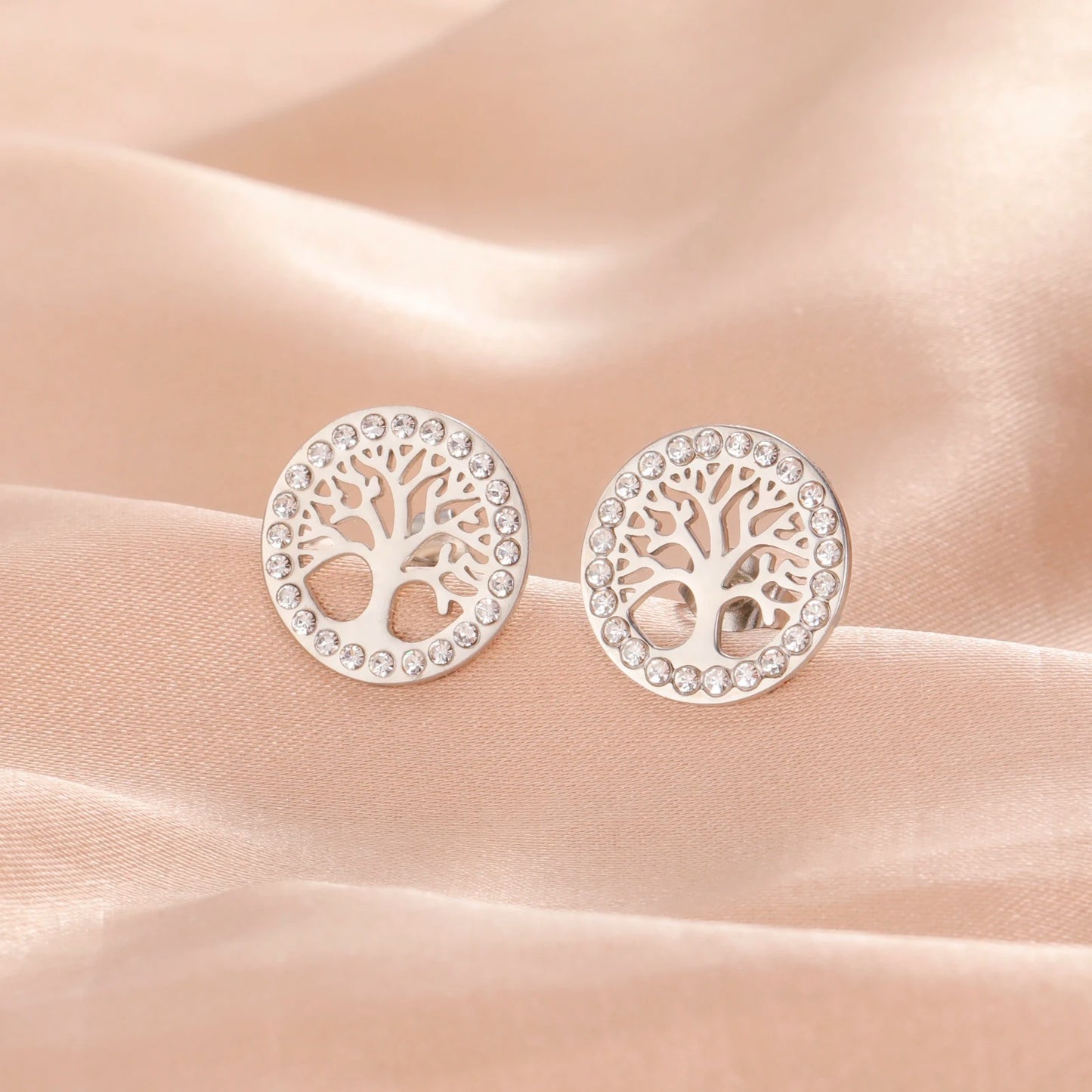 Boucle D'oreille Arbre De Vie Acier Inoxydable