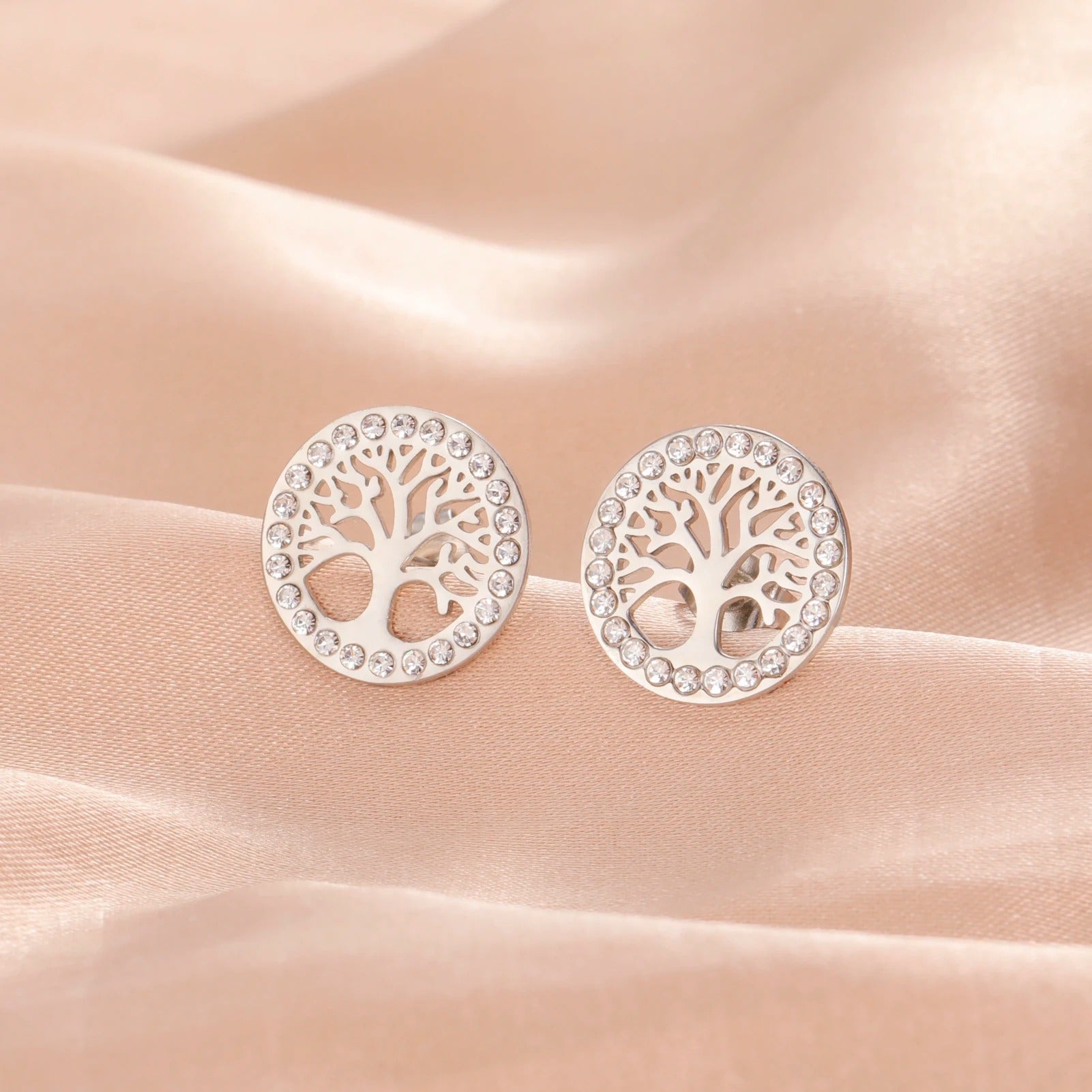 Boucle D'oreille Arbre De Vie Acier Inoxydable