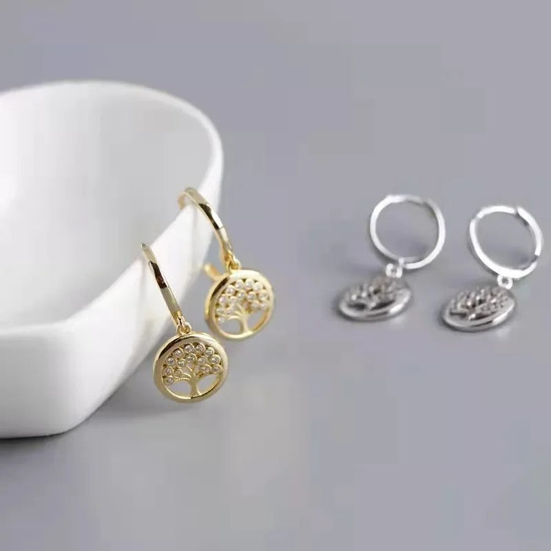 Boucle D'oreille Arbre De Vie Pendante
