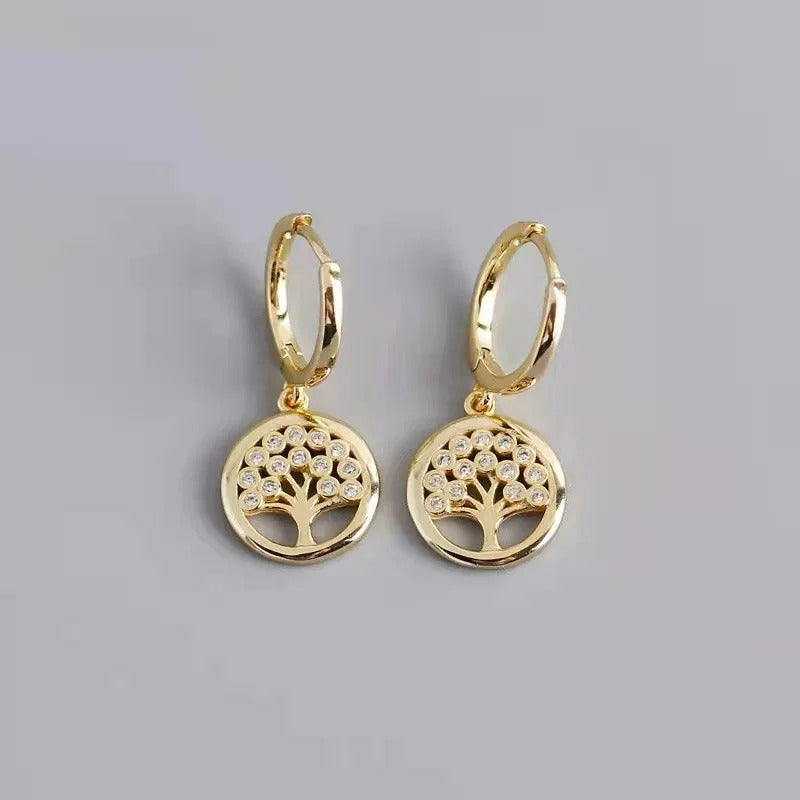 Boucle D'oreille Arbre De Vie Pendante