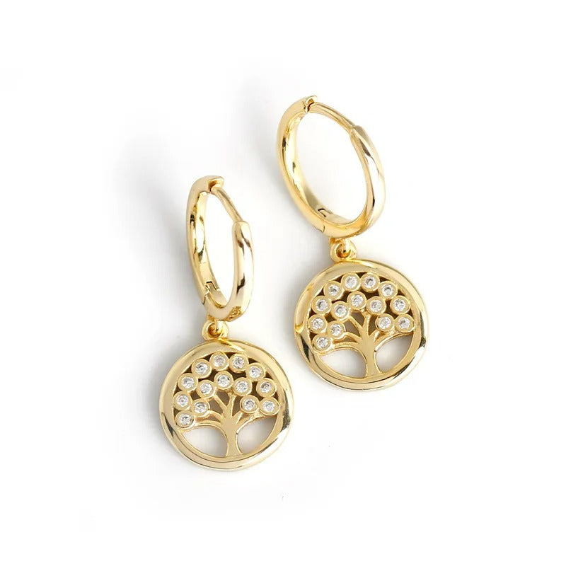 Boucle D'oreille Arbre De Vie Pendante sur fond blanc