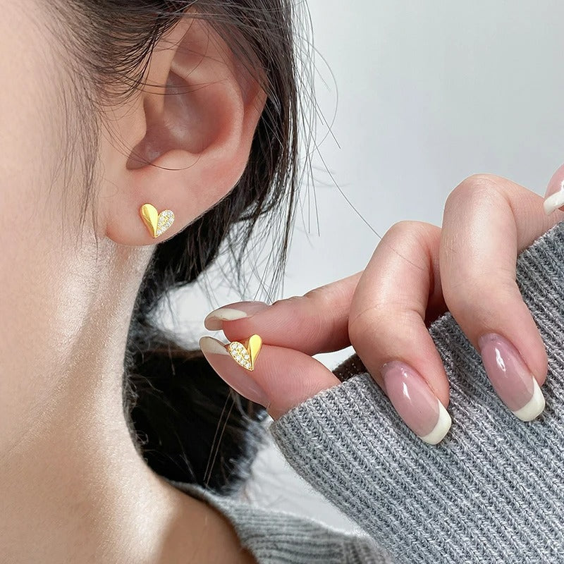 Boucle d’Oreille Baptême Fille Cœur