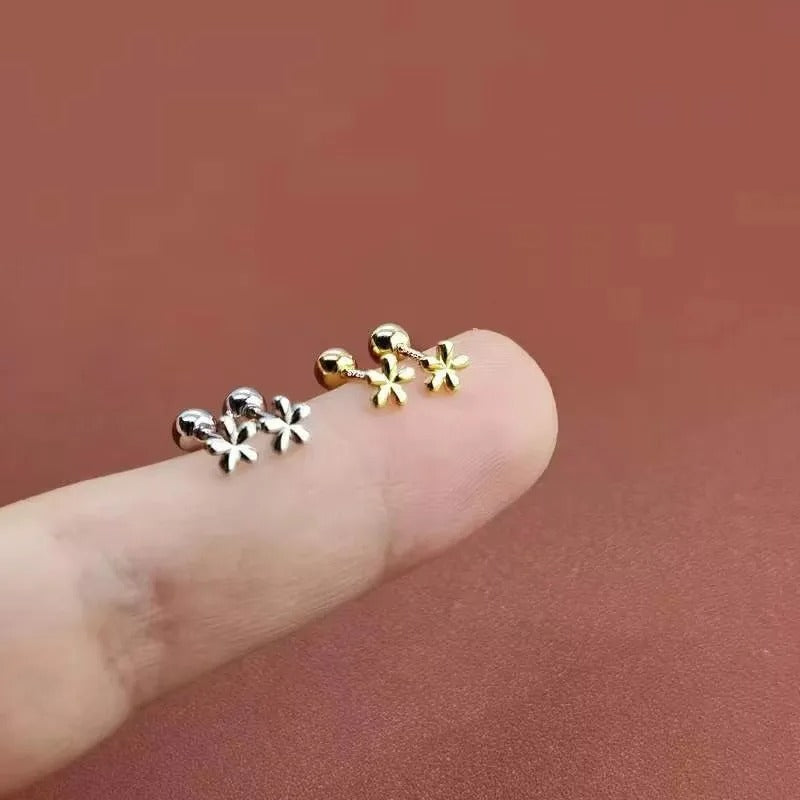 Boucle d’Oreille Baptême Fille Fleur Acier Inoxydable