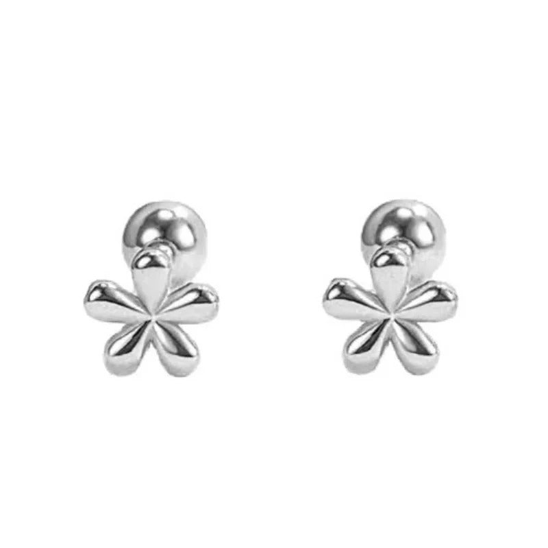 Boucle d’Oreille Baptême Fille Fleur Acier Inoxydable