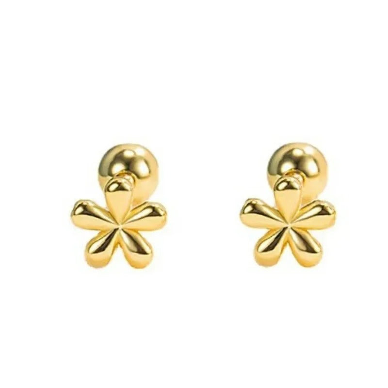 Boucle d’Oreille Baptême Fille Fleur Acier Inoxydable