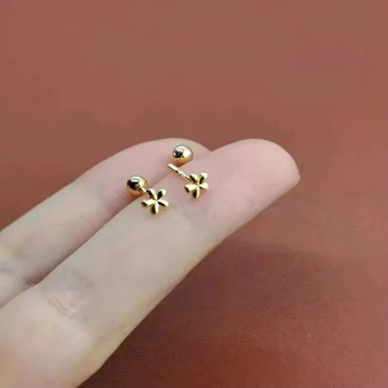 Boucle d’Oreille Baptême Fille Fleur Acier Inoxydable