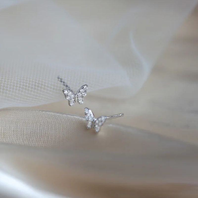 Boucle d’Oreille Baptême Fille Papillon