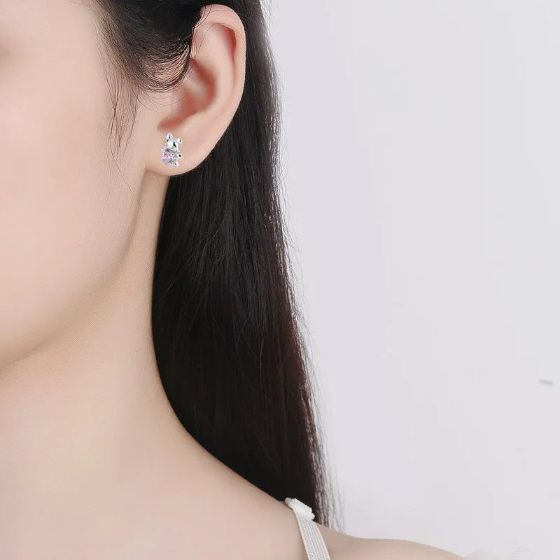 Boucle D'oreille Bébé Fille Petit Ours