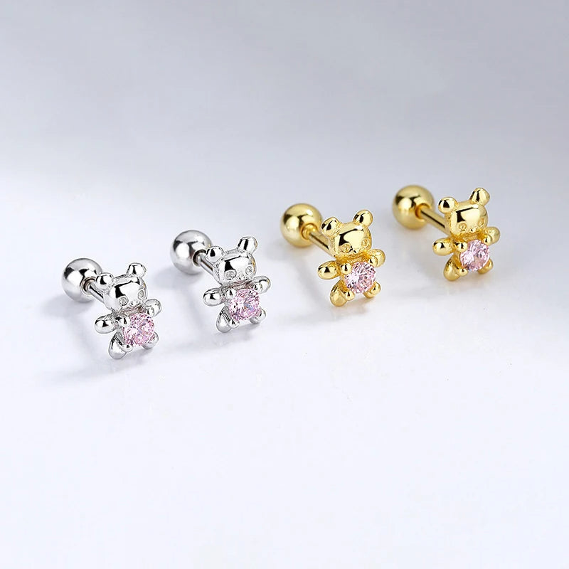 Boucles D'Oreilles Fille Argent 925 Avec Étui Cadeau - Petites Boucles Enfant 3 à 9 Ans
