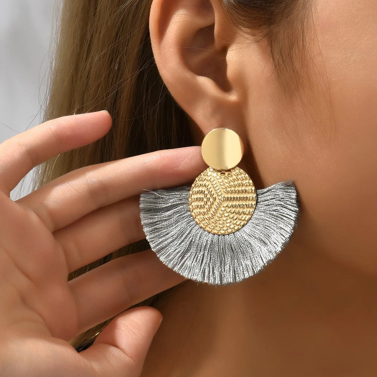 Boucle d'Oreille Boheme à Franges