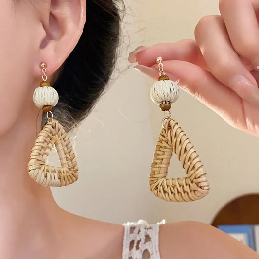 Boucle D'Oreille En Bois Triangle Bohème