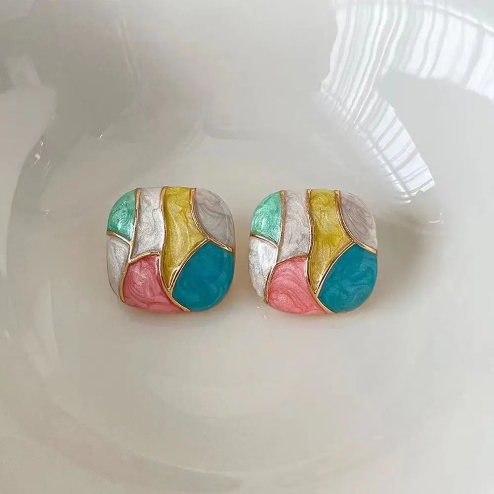 Boucle D'oreille Carré Desing Vintage et Tendance Image