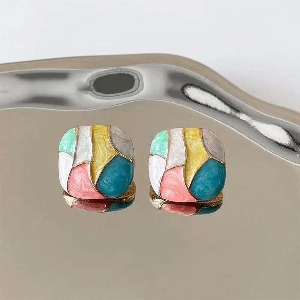 Boucle D'oreille Carré Desing Vintage et Tendance Image
