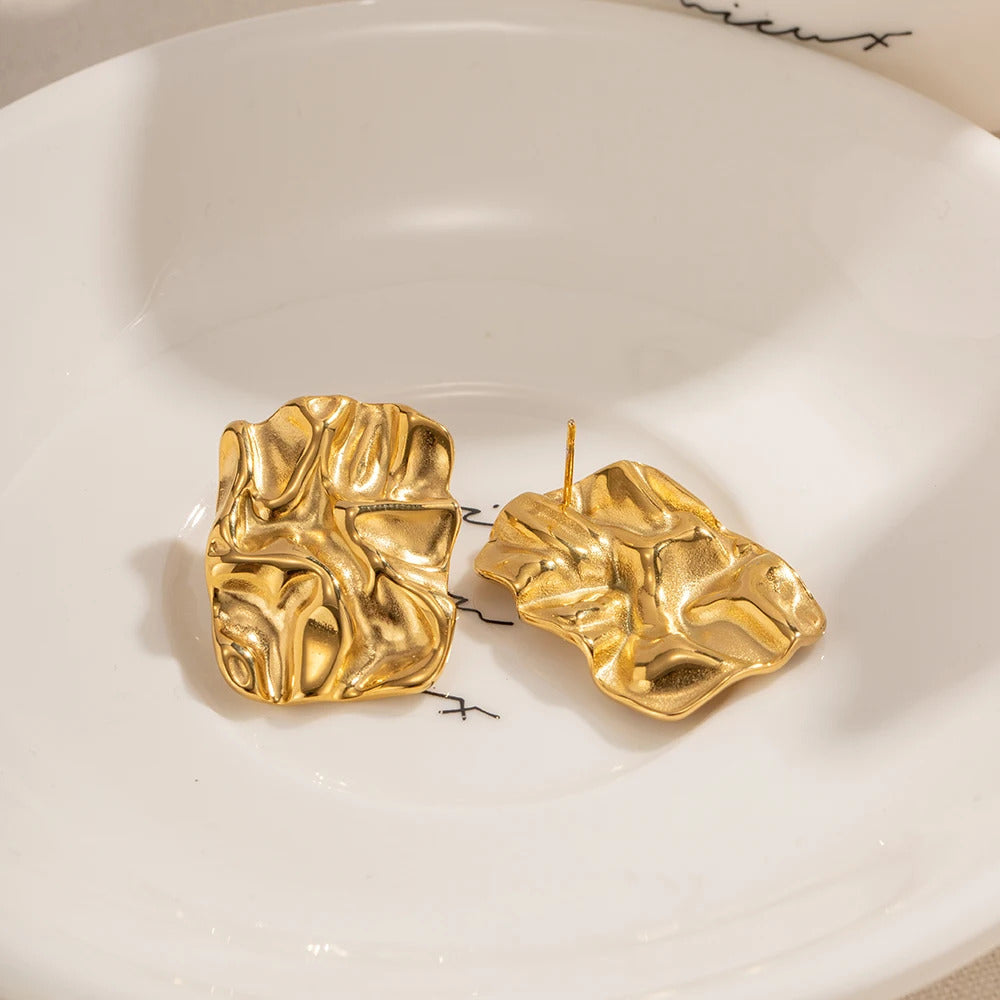 Boucle D'oreille Carré Tendance avec Motif Martelé Image