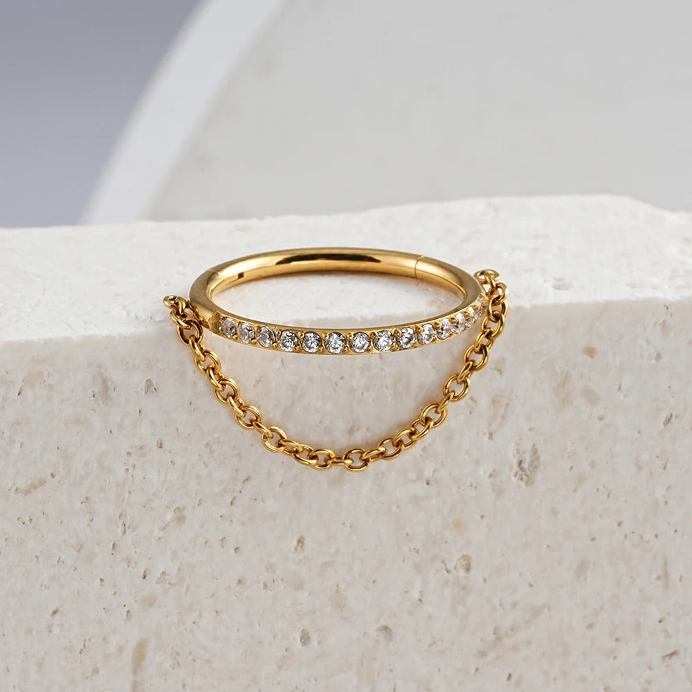 Boucle D'oreille Cartilage Anneau Chaîne Précieuse