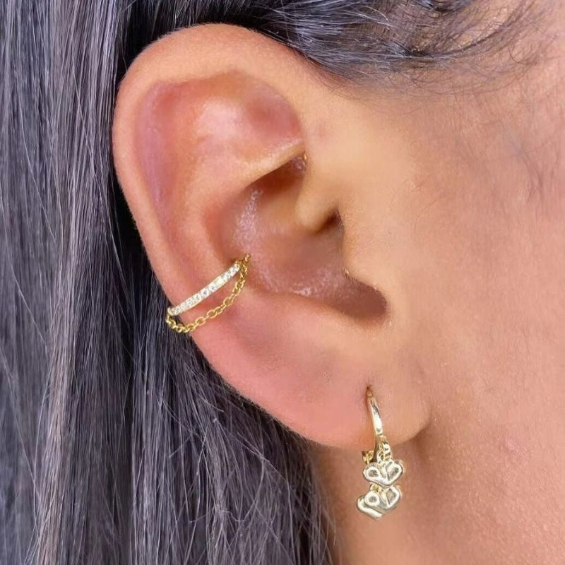 Boucle D'oreille Cartilage Anneau Chaîne Précieuse