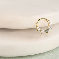Boucle D'oreille Cartilage Anneau Cœur Vert