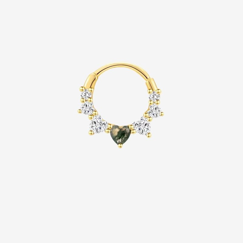 Boucle D'oreille Cartilage Anneau Cœur Vert