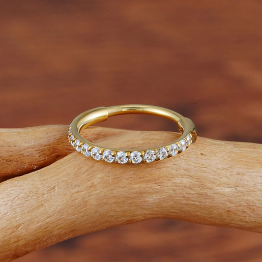 Boucle D'oreille Cartilage Anneau Pavé Doré