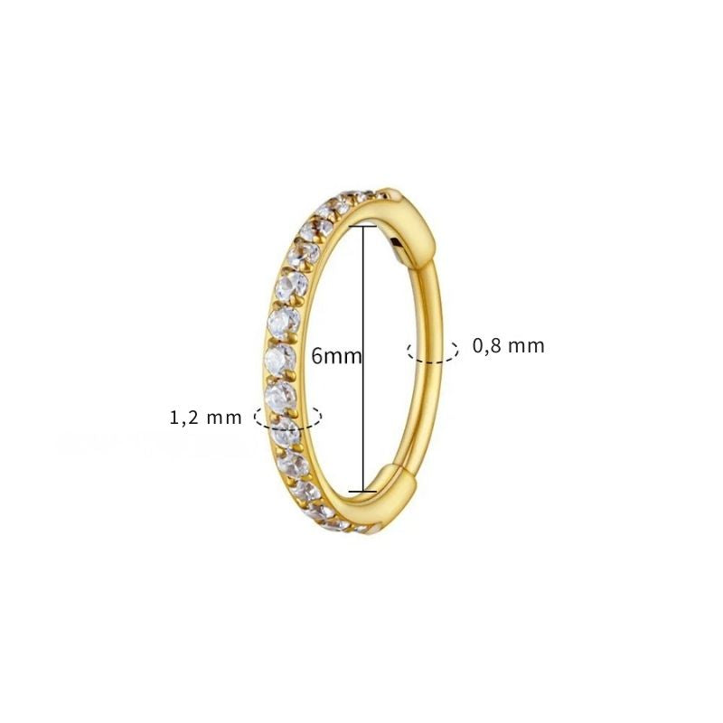 Boucle D'oreille Cartilage Anneau Pavé Doré