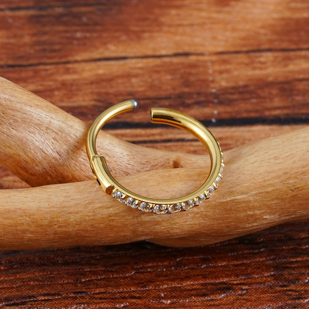 Boucle D'oreille Cartilage Anneau Pavé Doré